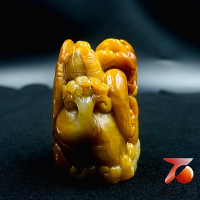 壽山石純手工雕刻【瑞獸騰雲・福祿綿長】4