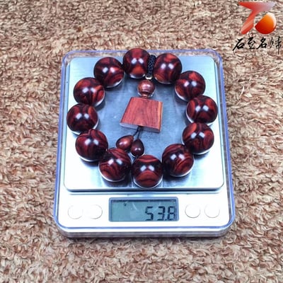 海南黃花梨 野生紫油梨 X紋對眼鬼臉20mm手珠 重量53.8公克7