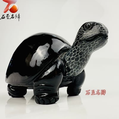 丹東石純手工雕烏龜 張國民雕刻家作品【長壽探福龜】4