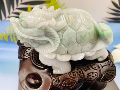 天然A貨 紫糯米翡翠帶翠綠 附收藏證書【龍龜】5