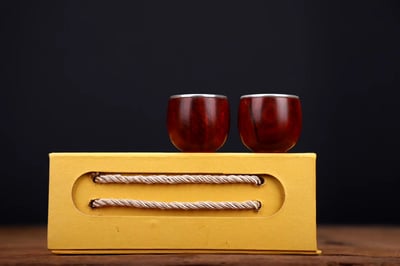 印度小葉紫檀＋純銀【比翼雙飛酒杯/茶杯一對】6