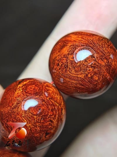 印度小葉紫檀 老料葡萄纓子瘤疤 頂級泥料螺旋星20mm×12顆【曠世奇珍】7