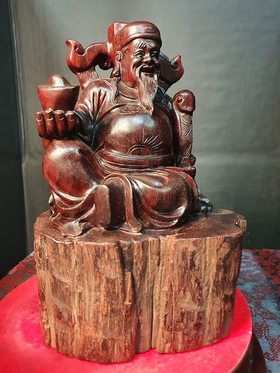 千年拆房老料高油密印度小葉紫檀【財神爺】2
