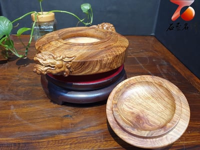 天然 海南黃花梨蜘蛛＋水波山水紋【招財貔貅聚寶盤】6