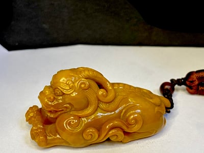 老師傅手工 壽山石雕件【招財瑞獸】2