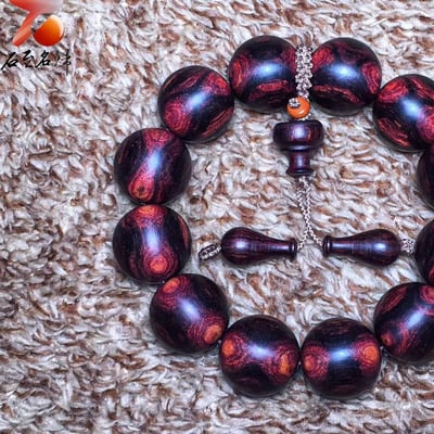 臻藏 絕品海南黃花梨紫油梨  X紋對眼20mm手珠 重量54.5克7