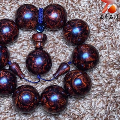 臻藏 海南黃花梨老料 芝麻花精品25mm手珠 重量89.5克4