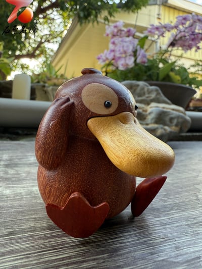 黃楊木+紅花梨木+楓木+烏檀木拼接【可達鴨】神奇寶貝娃娃 寶可夢公仔 Pokemon11