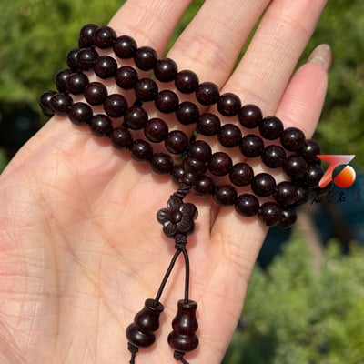 天然 印度小葉紫檀高油密老料爆滿金星6mmx108顆手串2