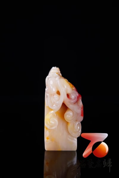 巴林羊脂玉雞血【 螭虎 | 夔龍印章】8