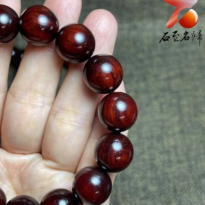 印度小葉紫檀高油高密 少金星玻璃底老料15mm沉水手珠2