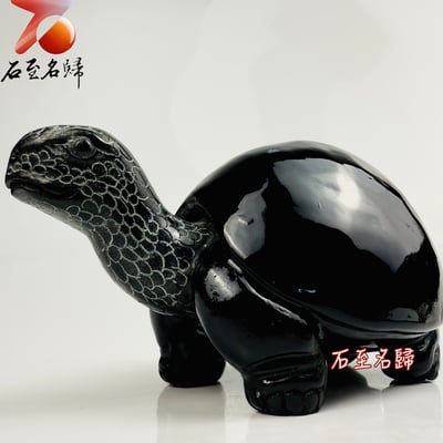 丹東石純手工雕烏龜 張國民雕刻家作品【長壽探福龜】2