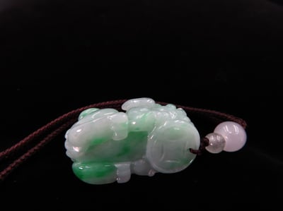 純天然綠翡翠 A貨可鑑定【招財貔貅項鍊/掛件】6