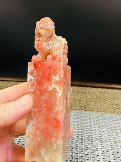 巴林粉凍雞血石印章7