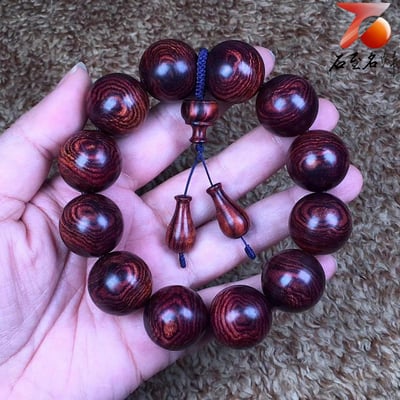 海南黃花梨  蜘蛛紋老料20mm手珠 重量37.4公克5