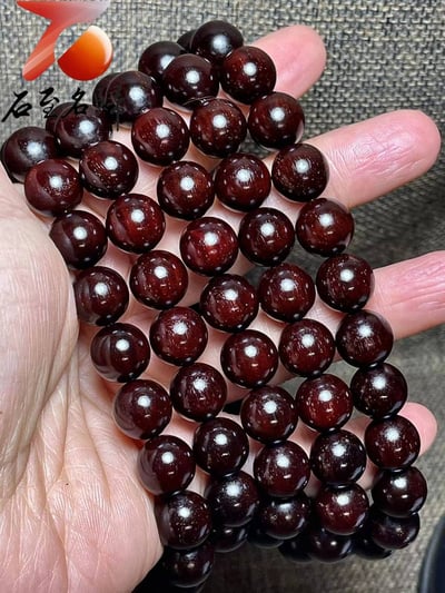 天然 印度小葉紫檀玻璃底老料滿金星12mm手珠2