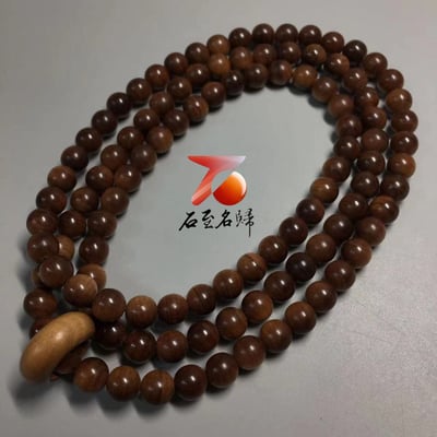 頂級高貨｜天然 印度邁索爾正區老山檀香 虎皮紋爆黑肉 沉水級 7mmx108念珠2