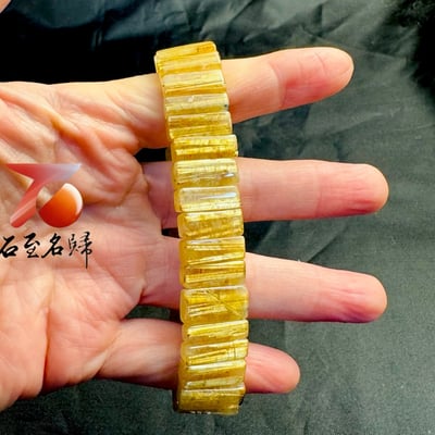 一物一拍｜天然巴西順絲鈦晶水晶手排 寬15.7mm 手圍19公分3