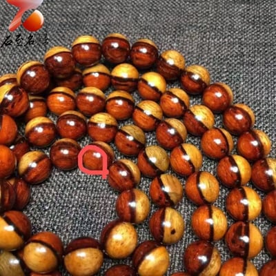 印度小葉紫檀【陰陽珠】8mmx108顆 多金星一線天經典手串2