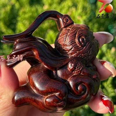 天然 印度小葉紫檀高油密帶金星樹心料 湘工手作【孫悟空-騰雲駕霧】4