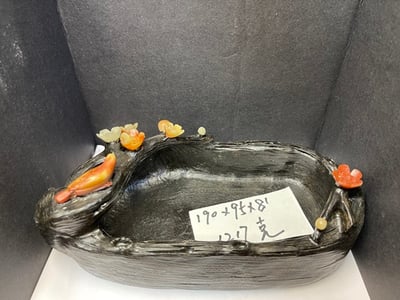 壽山石結晶桃花紅白芙蓉【喜上梅梢】1