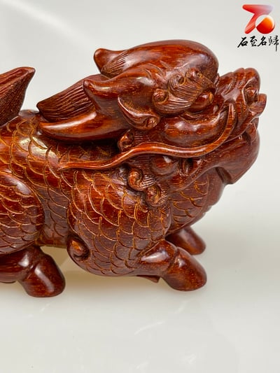 印度小葉紫檀高油密材質 湘工工藝精品手把件【瑞獸麒麟】8