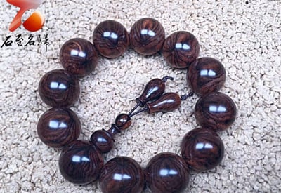 海南黃花梨 極品蜘蛛紋 千年野生林老油梨20mm手珠 重量47.9公克6