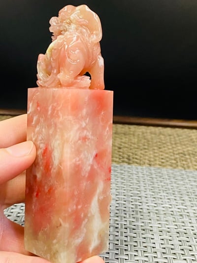 巴林粉凍雞血石印章3