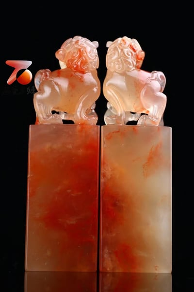 壽山石玻璃冰地【祥獅對章】收藏篆刻佳品4