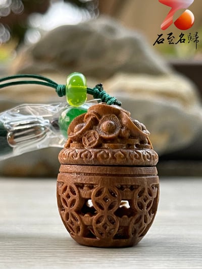 正宗阿根廷綠檀【聚寶盆】吊飾 高3.3公分2