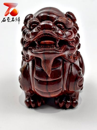 印度小葉紫檀高油密二膘材質 湘工精雕【吉獅】2