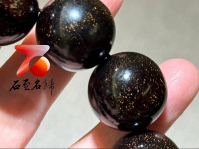 正宗印度小葉紫檀收藏級爆滿金星20mm手珠 附精美收藏禮盒+盤玩袋+盤玩手套3