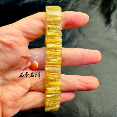 一物一拍｜天然巴西順絲鈦晶水晶手排 寬13.3mm 手圍17公分5