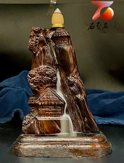 尚比亞紫檀木【逸情山水 倒流香擺件】15