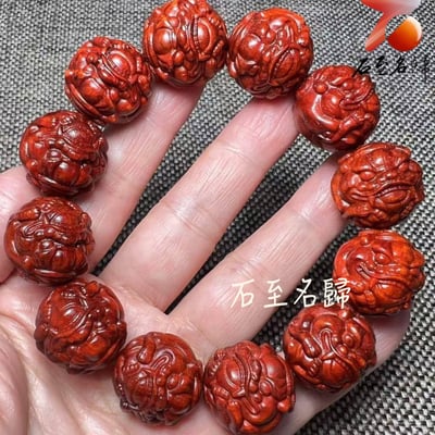 印度小葉紫檀二膘老料【招財瑞獸．有求必應20mm手珠】1