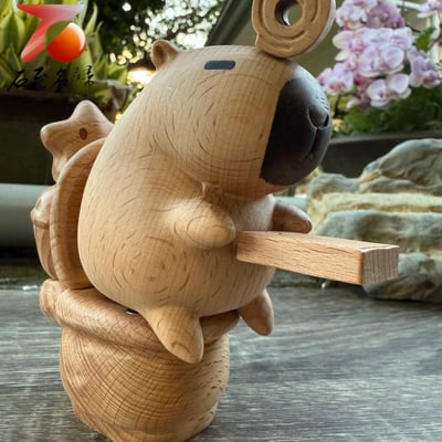 櫸木精雕禮品【卡皮巴拉磁吸8件套】2