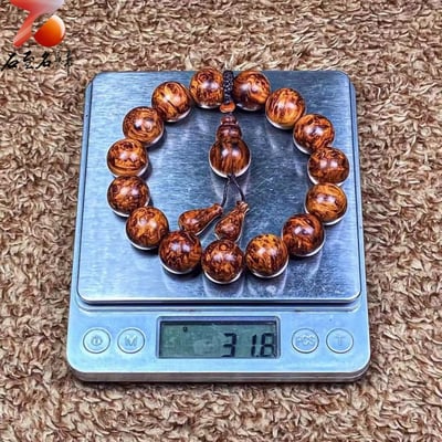 海南黃花梨360度滿瘤疤15mm手珠【至尊王者】重量31.8克7