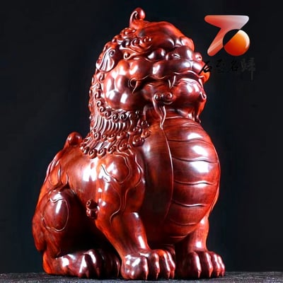 印度小葉紫檀高油密雞血紅泥料【瑞獸狻猊】2