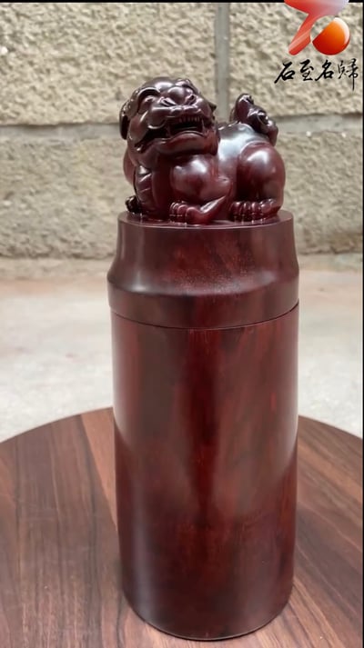 印度小葉紫檀高油密老料製【貔貅茶葉罐】2