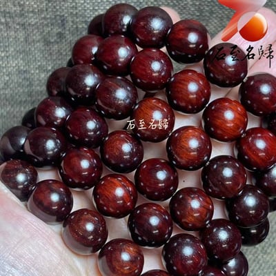 印度小葉紫檀高油高密 少金星玻璃底老料15mm沉水手珠6