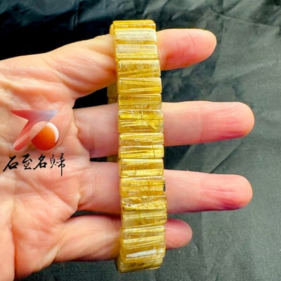一物一拍｜天然巴西順絲鈦晶水晶手排 寬15.7mm 手圍19公分2
