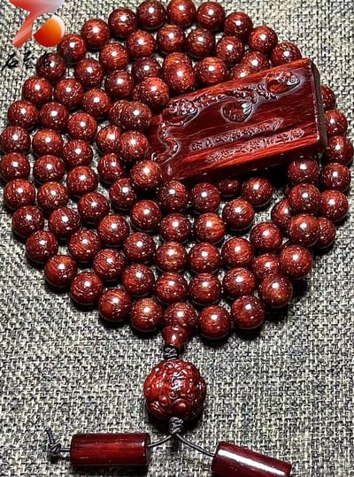 限量3條極品 印度小葉紫檀雞血紅爆滿粗金星10mm×108顆手串1