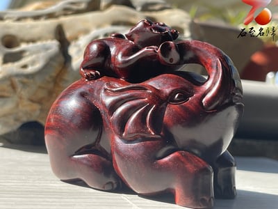 印度小葉紫檀高油密二膘料 湘工手作【封猴拜象】2