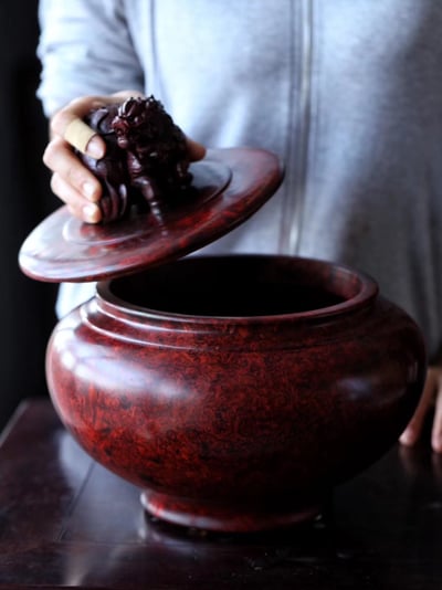 印度小葉紫檀瘤疤料製【招財麒麟-大滿罐】5