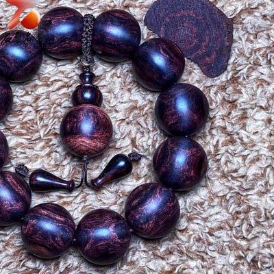 臻藏 一木五串 海南黃花梨絕品紫油梨老料20mm手珠 重量57.2克3