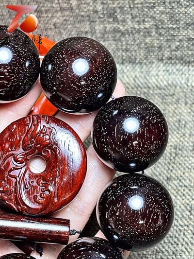 帝王之木 印度小葉紫檀超爆星大豪珠30mm手珠3