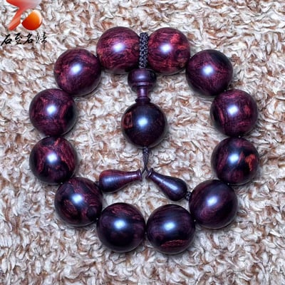 海南黃花梨紫油梨老料 X紋對眼鬼臉20mm手珠  重量51.7克1