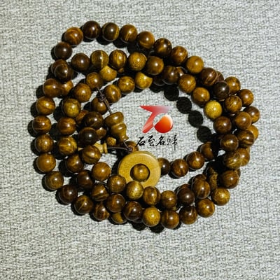 天然 嚴選金絲楠木小葉楨楠老料爆滿水波紋 8mm×108顆手串9