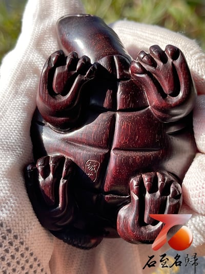 印度小葉紫檀高油密二膘材質 湘工手作【長壽龜】13