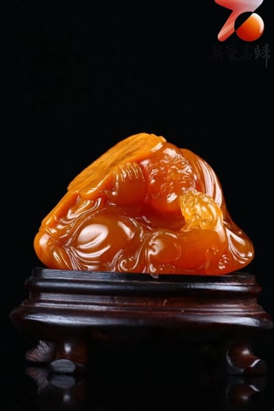 金獎大師柯典斌作品 精品北部老礦極品結晶麥芽黃【羅漢戲獸】1